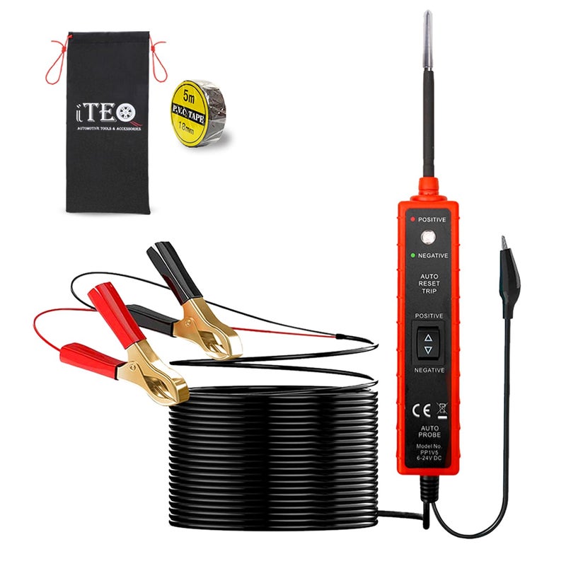 ITEQ Power Circuit Probe Tester, 6V-24V DC Test Light, Automotive Short Circuit Located and Component Activated, 12V Auto Electrical Tester, Polarity Identify with LED Light, Overload Protection - Image 1